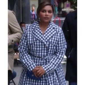 Laundry By Shelli Segal Blue/ Black Checkered ￼Double Breasted Trenchcoat ￼Small